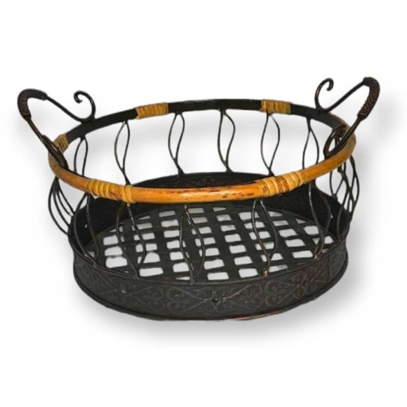 Hobby Lobby Other - Farmhouse Bronze Metal and Wicker Storage Basket with Handles